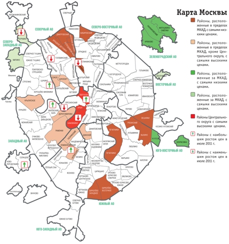 Карта престижности районов москвы и подмосковья