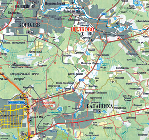 Карта щелковского района московской области с деревнями и дорогами подробная