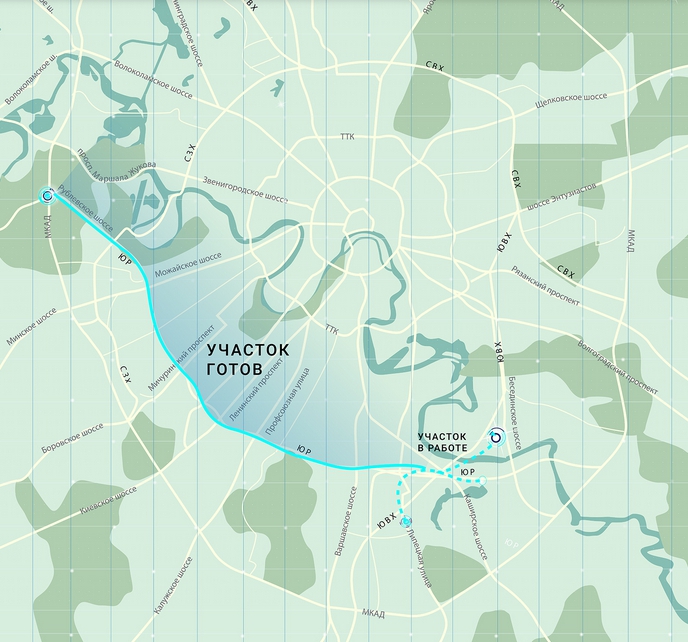 Южная рокада схема 2021 на карте москвы подробная