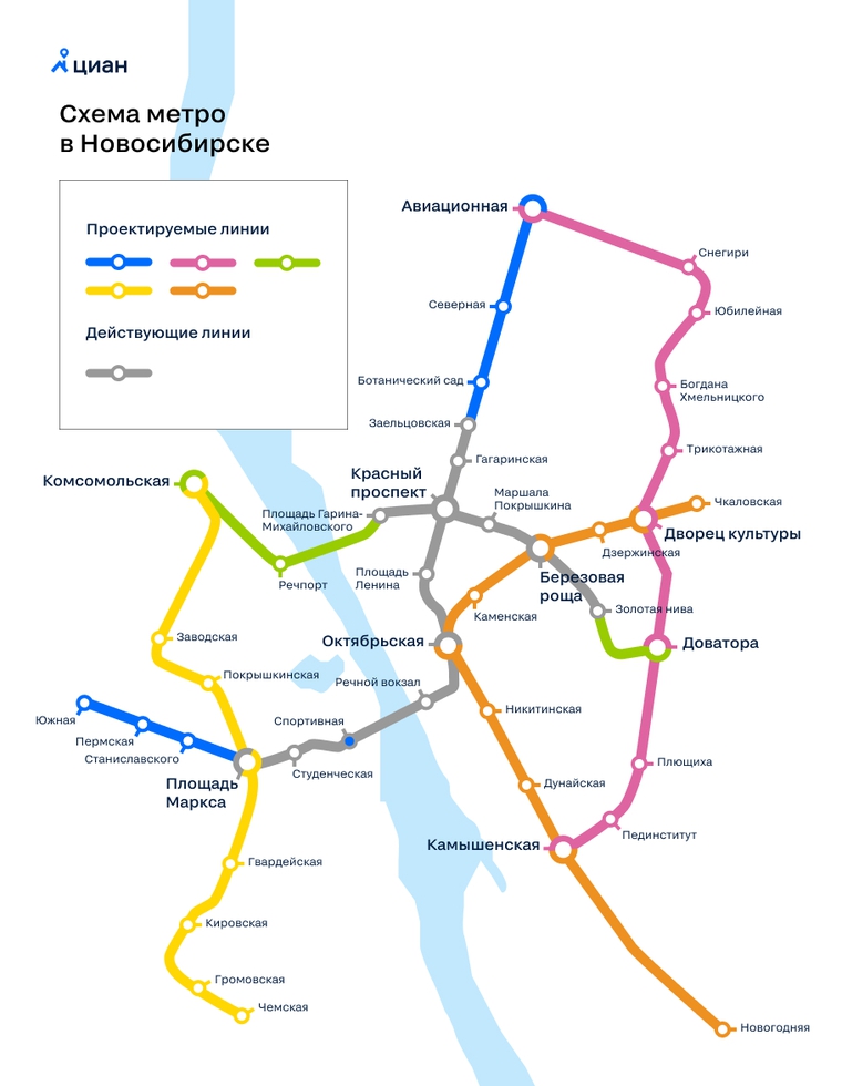 Карта метро Новосибирска - интерактивная схема с расчетом времени