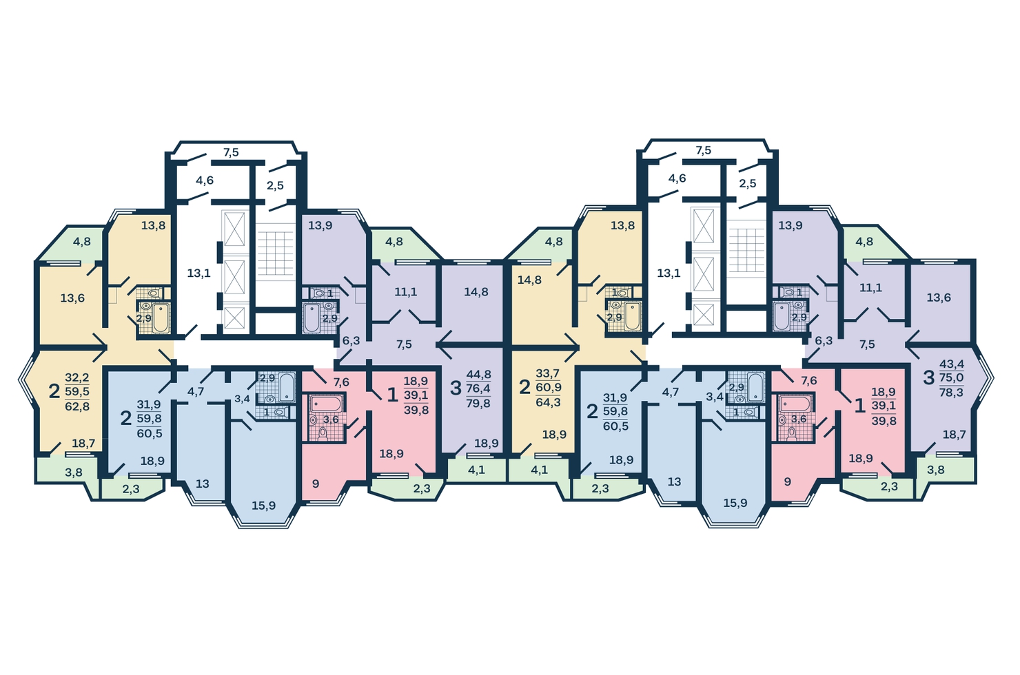 Готовые дизайн проекты для двухкомнатных квартир линейка серии П-44Т